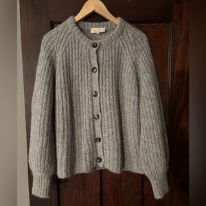 Sezane Gray Button-Up Sweater